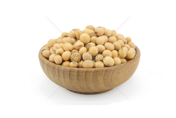 素食主义者木头碗中的豆类子在白背景与堵塞路隔绝的白背景下被隔离纤维图片