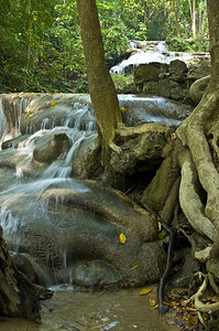 叶子亚拉旺公园瀑布的一部分亚洲湿图片