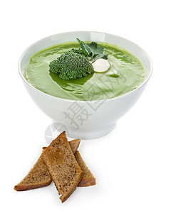 绿色可口开胃孤立的花椰菜奶油汤图片