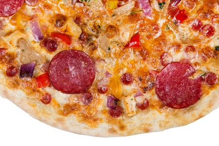 美食垃圾新鲜热快餐披萨切片不同的图片