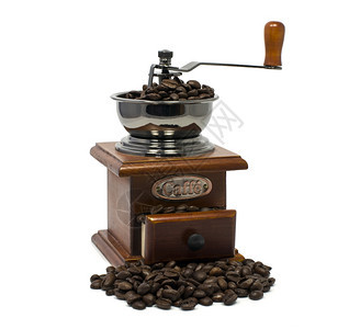 目的老旧式咖啡研磨机白豆分离早餐图片