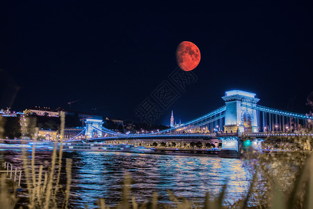 自然匈牙利首都的月食轨道肖像图片