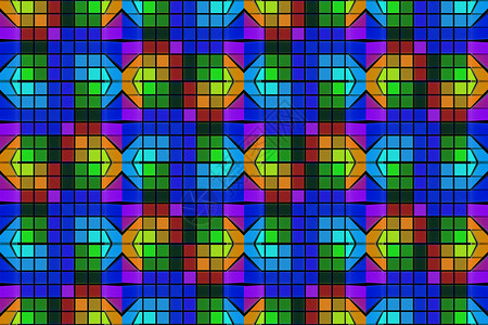 网格内部的3drendeirng接缝现代彩色马赛克风格的平方形墙壁图案背景几何的图片