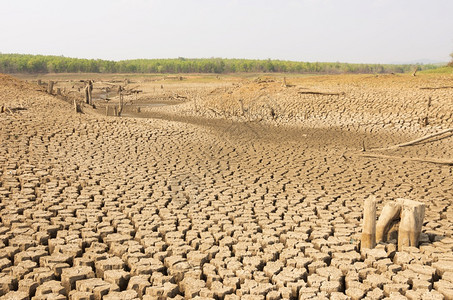 土地水库全球升温夏季的干旱地面是燥的蓄水池梅穆赫兰邦泰国全球变暖干旱热图片