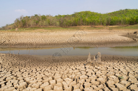 南邦环境的全球升温夏季的干旱地面是燥的蓄水池梅穆赫兰邦泰国全球变暖干旱灰尘图片