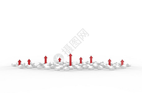 3D红色箭头的房地产商业增长3D加金融商品图片