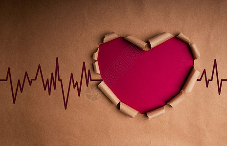生活象征世界卫日国际心脏概念手纸作为心形在生命爱和照护中带有节跳率和止步镜高架图片