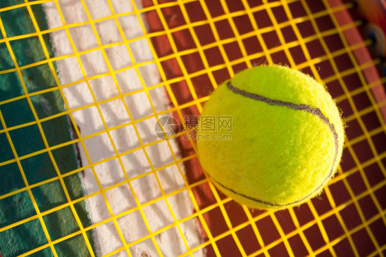 墙纸训练网球和拍黄色在场后面图片
