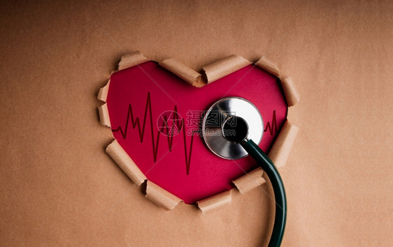 生活世界卫日国际心脏概念手纸作为心形在生命爱和照护中带有节跳率和止步镜平坦的高血压图片