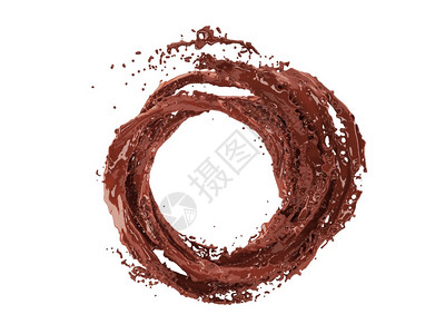 巧克力融化新鲜的3d巧克力在白色背景和剪切路径上喷洒的巧克力插图甜点坠落设计图片
