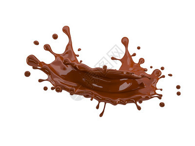 3d巧克力在白色背景和剪切路径上喷洒的巧克力插图奶油的坠落斑点图片