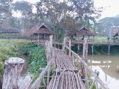 桥是竹子做的花园旅游自然图片