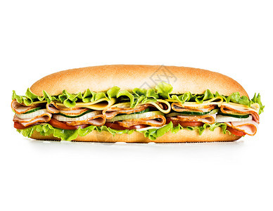 食物开胃晚餐大好吃的三明治特制隔离在白色背景上图片