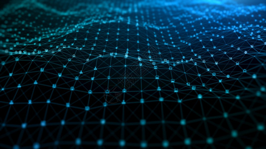 蓝色数字粒子波和据网络连接用于技术背景概念未来通信或社交媒体互联网连通3度背景的数字化据网络连接3度背景介绍渲染云插图图片