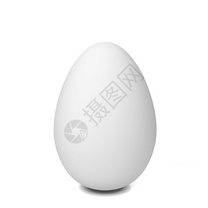 白鸡蛋3d插图以白色背景隔离健康产品有机的图片