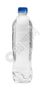 液体水带盖的空塑料瓶与白色背景隔离的空塑料瓶与隔离在白色背景上的盖子降低图片