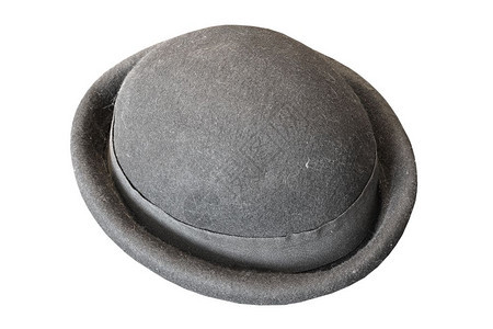 在白背景上孤立的黑Fedora帽子用于您设计的旧时装物件老经典黑暗图片