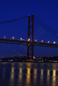海滨叉在葡萄牙里斯本的旧萨拉扎桥夜拍暴风雨图片