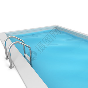 湿的游泳洗澡以白色背景隔离的游泳池三维插图图片