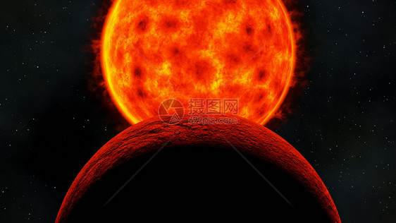 轨道红矮星太阳在日蚀岩质行星之前科学图片