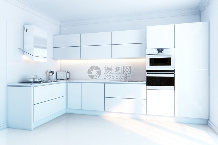 财产公寓当代的清洁现白色厨房内设计部图片