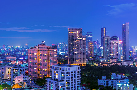 河水岩石曼谷黄昏夜景区商业曼谷夜景的市风夜图片