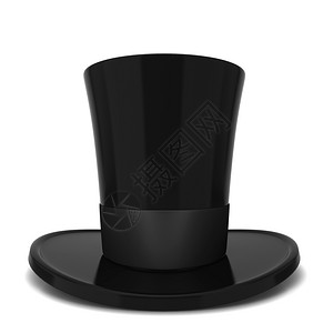 优雅高的白色背景上孤立的顶帽子3D插图绅士图片