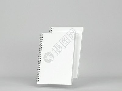 白色的备忘录灰背景上的空白笔记本模型3d插图日记图片
