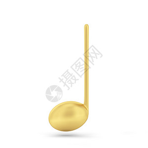 黄色的经典白背景上孤立的单一音乐注3d插图交响乐图片