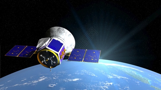 旅行控制板蓝色的TESS空间望远镜带有3D背景插图中的恒星外行测量卫TESS图片