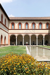 意大利米兰Sforza城堡杜卡尔法院厅砖公爵正方形图片