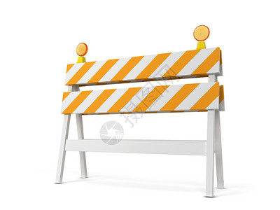 高速公路白色背景上孤立的安全路障3d插图警报设计图片