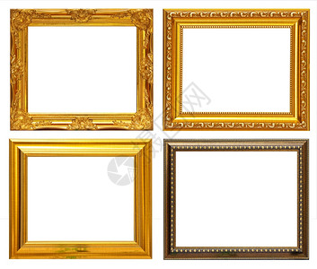 古典内部的质地白色背景上的金框架收藏G图片