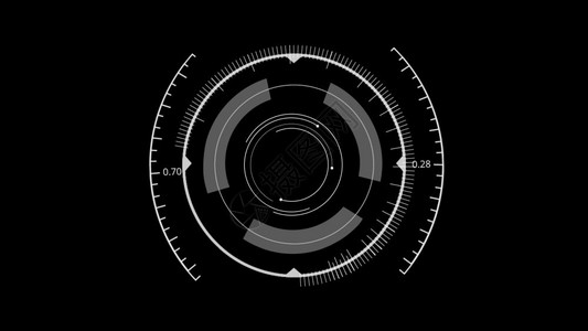 覆盖HUD黑背景HUD圆圈用户界面目标搜索和扫描全息要素主题数字UI和Scifi循环全息图技术3D插渲染屏幕图片