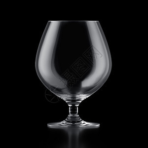 波旁酒威士忌在黑色底玻璃上隔离的白兰地玻璃空图片