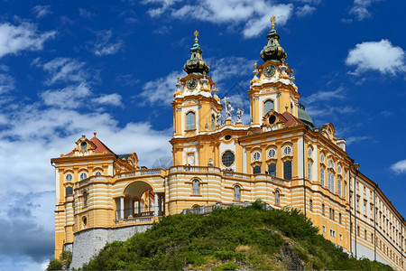 僵硬降低宗教美丽的梅尔克修道院奥地利欧洲旧建筑和观光景象图片