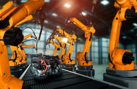 用于工厂生产线装配的机械化工业臂用于工业革命和自动化制造过程的人工智能概念用于工厂生产线装配的机械化工业臂数字的自动人造图片
