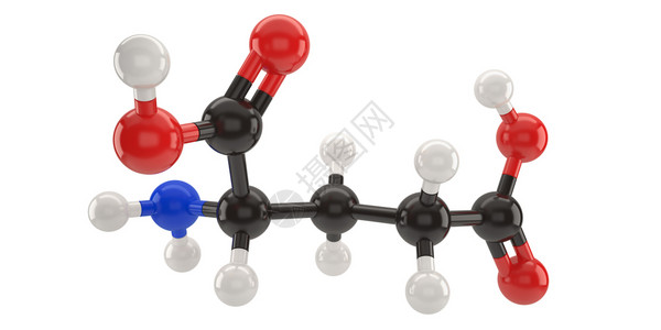 带有剪切路径的显微酸分子结构3d插图氮碳谷氨酸图片