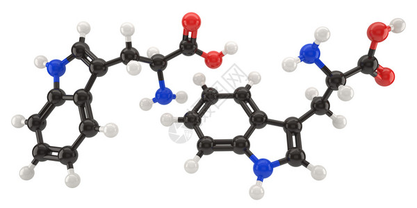 剪裁Tryptophan分子结构3d插图带有剪切路径研究实验室图片