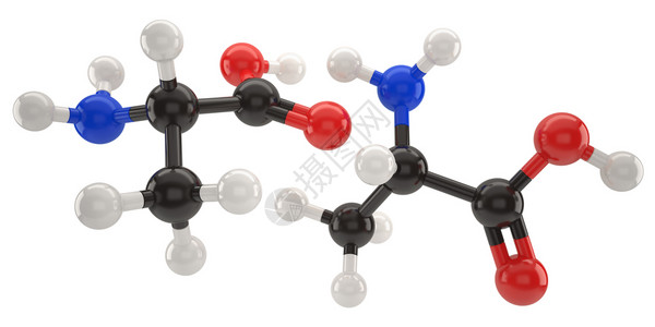 Alanine分子结构3d插图带有剪切路径原子氧化学图片
