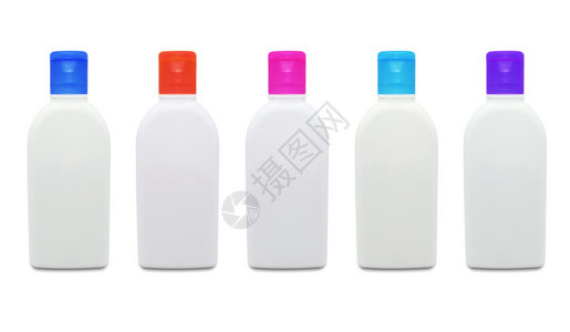 一套化妆品假冒塑料瓶在白色背景上隔绝的塑料瓶食物子美丽图片