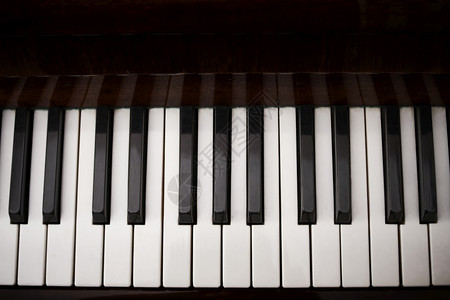 高音韵律黑色的从空中角度看黑色和白键钢琴的比重笔记级图片
