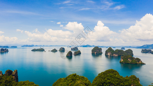 热带放松泰国KraBi泰国空中观察海面上的石灰岛海景图片