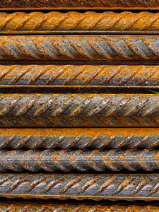 强化钢棒纹质和生锈工业抽象的加固钢棒以及铁条棒工程斯克莱兹涅夫建筑学图片