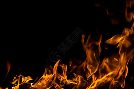 抽象的热火点燃活煤烧营火大亮的营火飞行森林图片