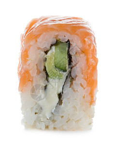 三文鱼费城马基寿司白种背景被孤立美味的日本图片