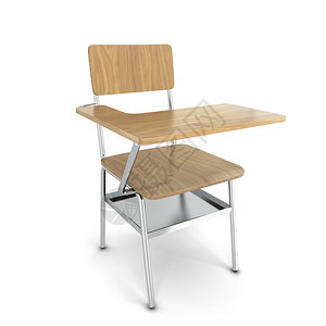 桌面椅子以白色背景孤立的3号课桌插图金属图片