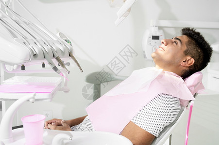 牙科诊所看病治疗的男性背景图片