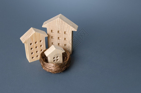 在鸟巢中的大房子和小养父母的比喻投资房地产建筑业开发项目设计房地产公司服务房价低廉的社会住房经济适用社会住房安全行业社会的图片
