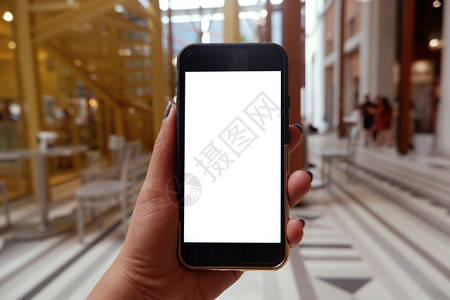 手握智能电话空白复制间屏幕用于短信或息内容手机上女阅读短信的空版间屏幕妇女手握智能电话空白副本互联网沟通办公室图片